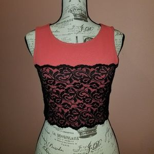 Woman's black lace crop top